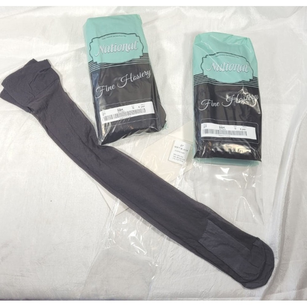 12 Pairs National Fine Hosiery Made in Turkey Soft Black Thigh Pantyhose #27 - Q